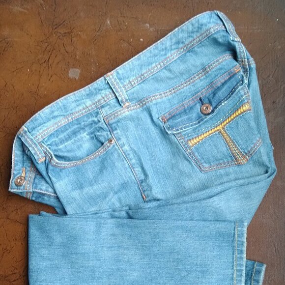 'Stretch Low-Rise Boot' Jeans * Buttoned Back Flap Pockets * Fun Stitching Sz16 - Picture 9 of 10
